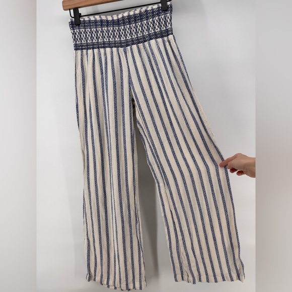Indigo Rein Pants - Linen Blue Stripped Palazzo Wide Leg Pants